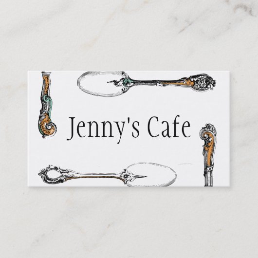 visitekaartje van restaurants en cafés, antiek mes (Voorkant)