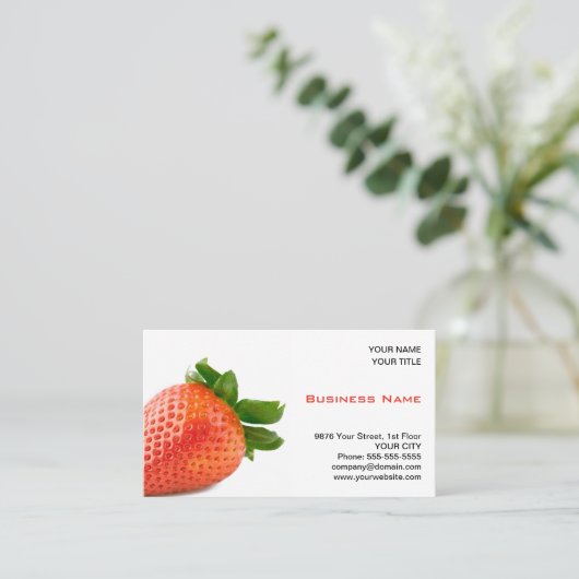 Visitekaartje van rode aardbeien (Staand voorkant)