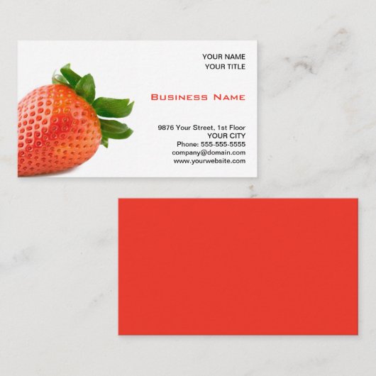 Visitekaartje van rode aardbeien (Voorkant / Achterkant)
