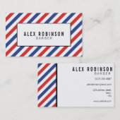 Visitekaartje van rode, blauwe en witte strepen (Voorkant / Achterkant)