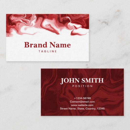Visitekaartje van rode en witte marmer (Voorkant / Achterkant)