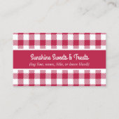 Visitekaartje van rode en witte spelbakkerswaren (Voorkant)