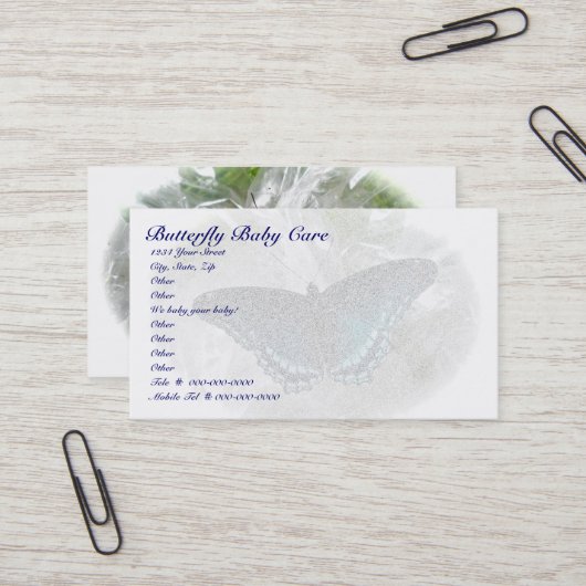 Visitekaartje van rode Paarse vlinder (Voorkant / Achterkant in situ)