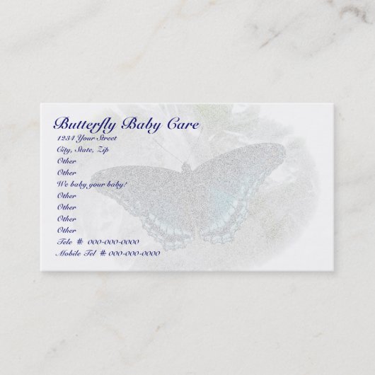 Visitekaartje van rode Paarse vlinder (Voorkant)