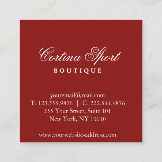 Visitekaartje van rode vlecht (Achterkant)