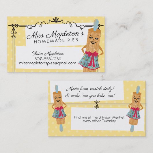 Visitekaartje van rolspeldenretro-bakkerij (Voorkant / Achterkant)