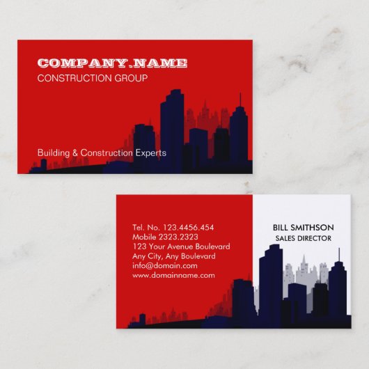 Visitekaartje van rood zakelijk onroerend goed (Voorkant / Achterkant)