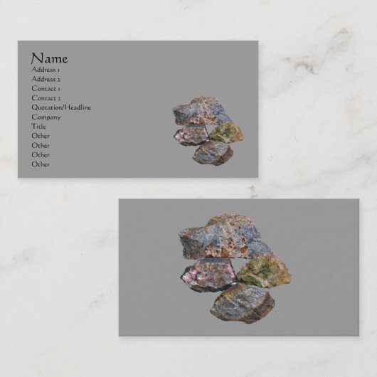 Visitekaartje van rotsen en mineralen (Voorkant / Achterkant)
