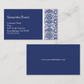 Visitekaartje van Royal Blue en White Damask (Voorkant / Achterkant)