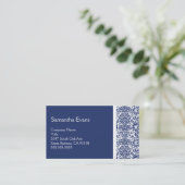 Visitekaartje van Royal Blue en White Damask (Staand voorkant)