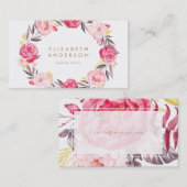 Visitekaartje van roze bloemen (Voorkant / Achterkant)