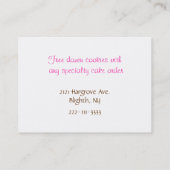 Visitekaartje van roze en bruine bakkerij (Achterkant)