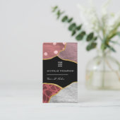 Visitekaartje van roze en gouden linnen (Staand voorkant)