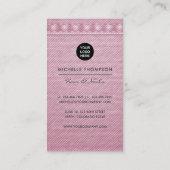 Visitekaartje van roze en gouden linnen (Achterkant)