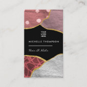 Visitekaartje van roze en gouden linnen (Voorkant)