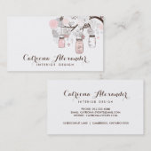 Visitekaartje van roze en grijze Mason Jars (Voorkant / Achterkant)