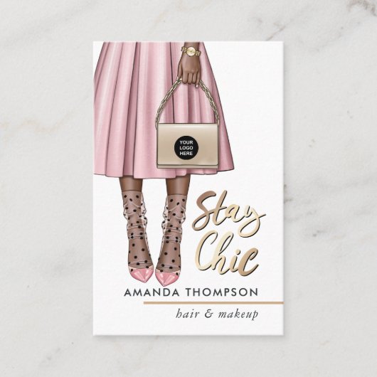 Visitekaartje van roze meisje (Voorkant)