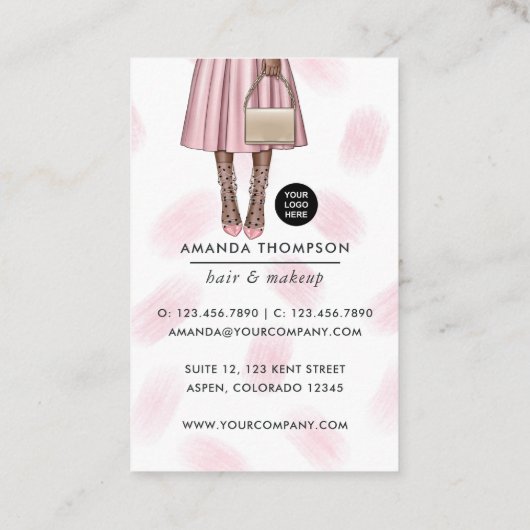 Visitekaartje van roze meisje (Achterkant)