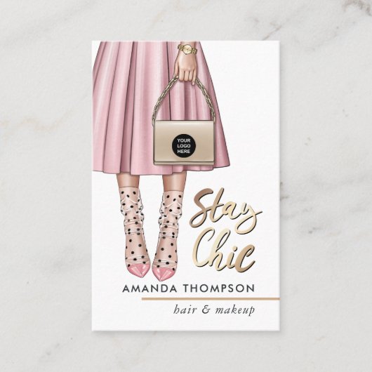 Visitekaartje van roze meisje (Voorkant)