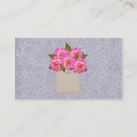 Visitekaartje van roze pony's (Achterkant)