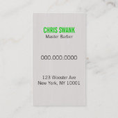 Visitekaartje van sars Barber/Cosmetoloog (groen) (Achterkant)