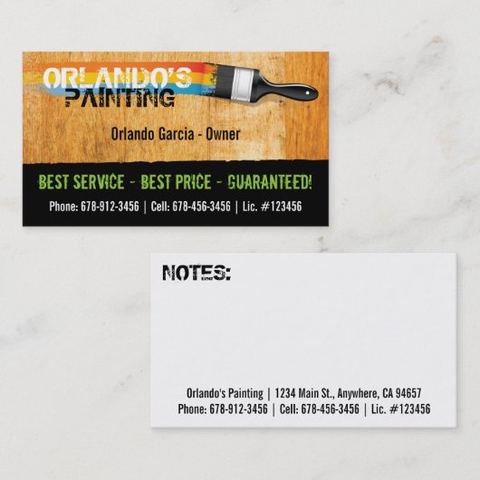 Visitekaartje van schilder (Voorkant / Achterkant)