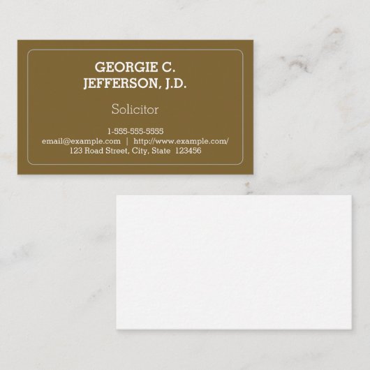 Visitekaartje van Schone en Elegant Solicitor (Voorkant / Achterkant)
