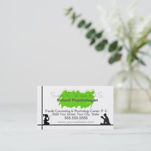 Visitekaartje van schoolpsycholoog (Staand voorkant)