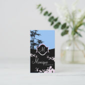 Visitekaartje van spa en Salon - Monogram bloesems (Staand voorkant)