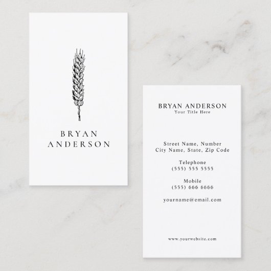 Visitekaartje van tarweboer (Voorkant / Achterkant)