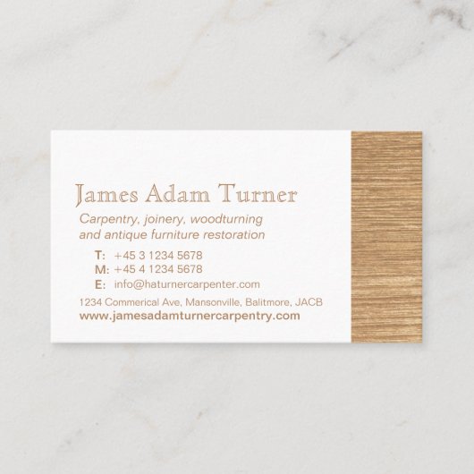 Visitekaartje van timmerhout (Voorkant)