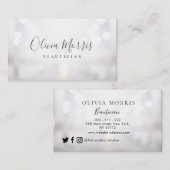 visitekaartje van trendy bokeh Silver Beautician (Voorkant / Achterkant)