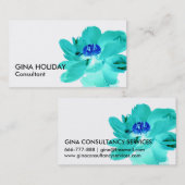 visitekaartje van turkooizen blauwe bloem (Voorkant / Achterkant)