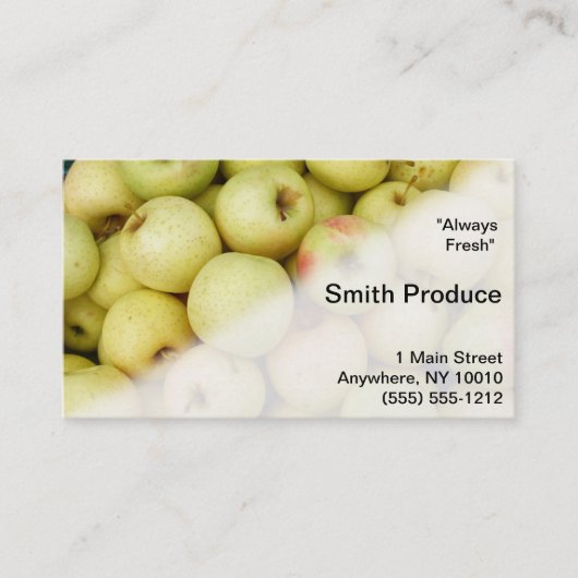 Visitekaartje van verse producten (Voorkant)