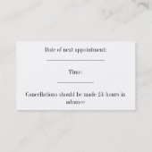 Visitekaartje van verse spa en estheticien afsprakenkaartje (Achterkant)