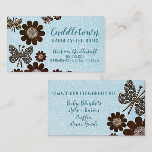 Visitekaartje van vlinderbreipennen (Voorkant / Achterkant)