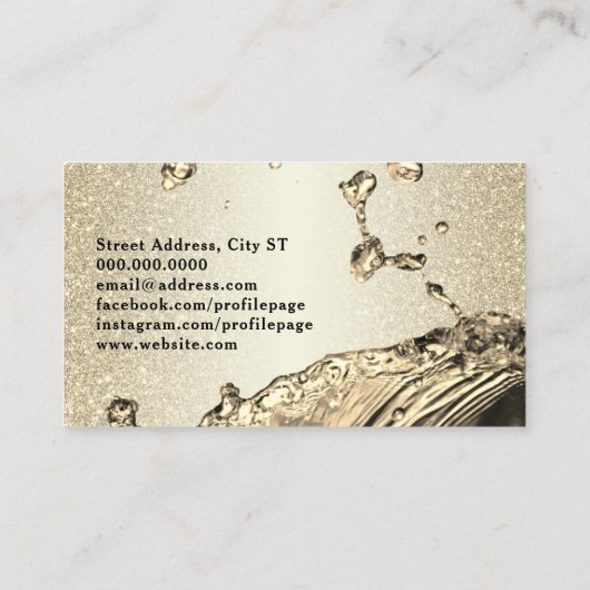 Visitekaartje van vloeibaar metaalgoud (Achterkant)