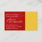 Visitekaartje van voedingsdeskundigen (Achterkant)