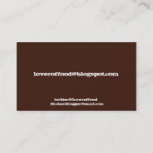 Visitekaartje van voedselblogger (Achterkant)