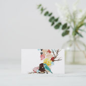 Visitekaartje van vogel en bloemen (Staand voorkant)