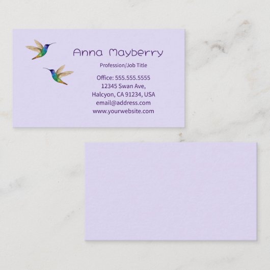 Visitekaartje van vogels (Voorkant / Achterkant)