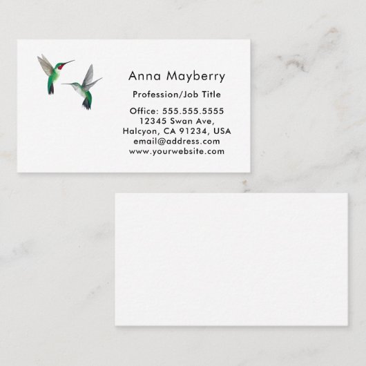 Visitekaartje van vogels (Voorkant / Achterkant)