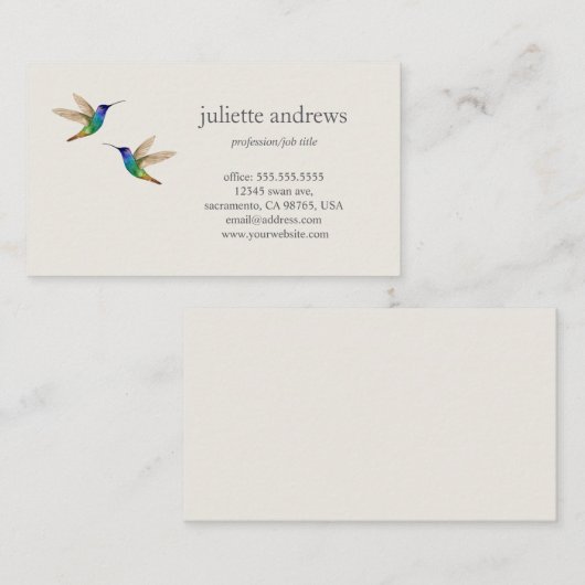 Visitekaartje van vogels (Voorkant / Achterkant)