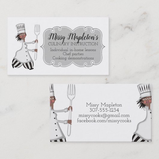Visitekaartje van vrouwelijke chef-kok-Amerikaanse (Voorkant / Achterkant)