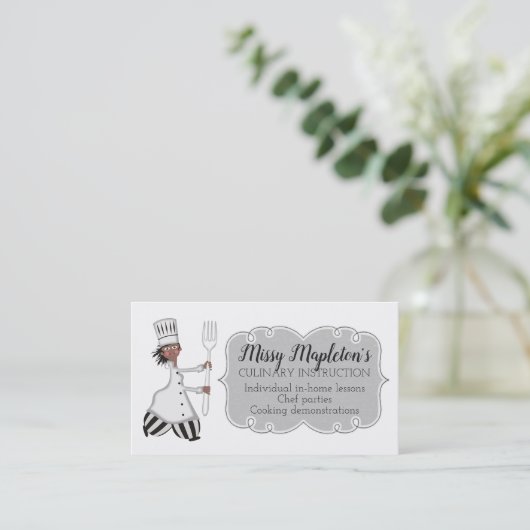 Visitekaartje van vrouwelijke chef-kok-Amerikaanse (Staand voorkant)
