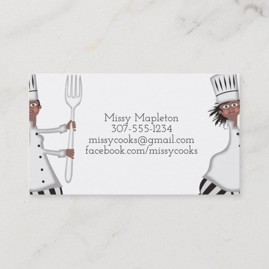 Visitekaartje van vrouwelijke chef-kok-Amerikaanse (Achterkant)