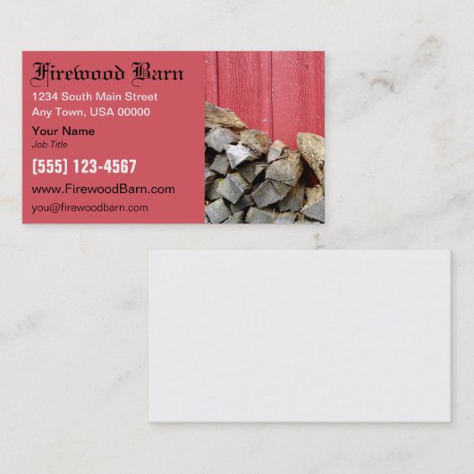 Visitekaartje van vuurhout (Voorkant / Achterkant)