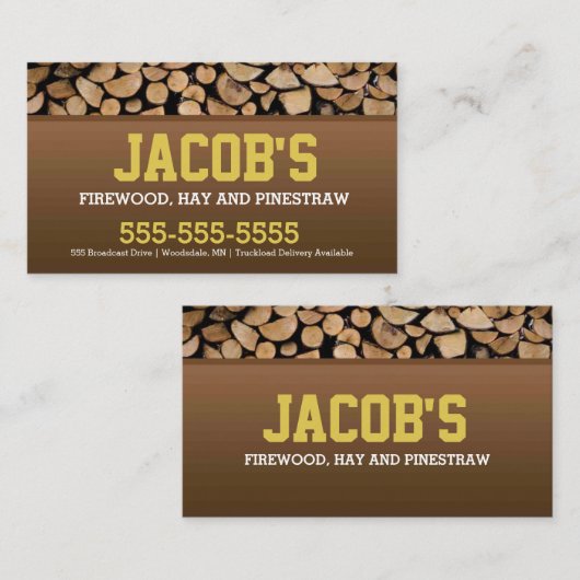Visitekaartje van vuurhout (Voorkant / Achterkant)
