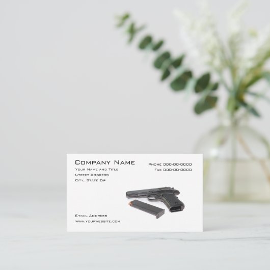 Visitekaartje van wapenhandelaar (Staand voorkant)