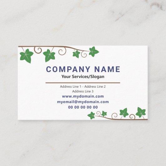 Visitekaartje van wijngaarden met wijnstok (Voorkant)